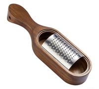 Grattugia per formaggio costruita con lama in acciaio inox per uso alimentare e contenitore in legno di acacia massiccio (manico)
