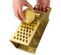 Grattugia per formaggio, Grattugia a scatola in acciaio inox con 4 lati, Tagliaverdure con manico, altezza 9, 3 pollici, Grattugie portatili per cucina, formaggio, verdure, patate, oro, uso i