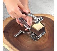 Grattugia per formaggio in acciaio inossidabile premium - Grattugia rotante manuale con lame intercambiabili, utensile da cucina in metallo durevole per grattugiare facilmente il formaggio, adatta per