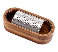 Grattugia per formaggio in acciaio inox, trituratore per formaggio con scatola in legno, gadget multiuso da cucina per sminuzzare e affettare formaggio (standard)