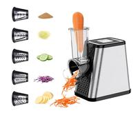 Grattugia per verdure elettrica multifunzione 800 W - Taglierina per verdure 5 in 1 con 5 lame in acciaio inox - Tritatutto elettrico per formaggio, carote, patate e cetrioli (A)