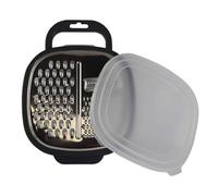 Fackelmann 40906 Grattugia Rettangolare con Contenitore, 25 x 19 x 6 cm, Sybaris, (Colore: Bianco Semi-Trasparente e Grigio), quantità: 1 Pezzo, Acciaio Inossidabile