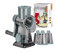 Grattugia rotante 3 in 1, affettatrice manuale versatile for verdure, arachidi, noci, formaggio, verdure, grattugia trasparente JT242(Blue)