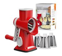 Grattugia rotante 3 in 1, affettatrice manuale versatile for verdure, arachidi, noci, formaggio, verdure, grattugia trasparente JT242(Red)