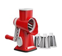 Grattugia rotante for formaggio, verdure e noci 3 in 1, affettatrice manuale da cucina con contenitore trasparente for arachidi(Red)