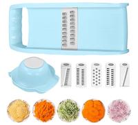 Grattugia Verdure, 5 in 1 con Protezione per le Mani, Grattugia Carote, Cucina Multifunzione Frutta Verdura Grattugia Affettatrice Pelapatate Trituratore