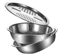 Grattugie per verdure da cucina - Set per tritare multifunzionale, per lavaggio in acciaio inossidabile 3 pezzi, Contenitore per pulizia scolapasta per risciacquo del riso, Accessorio per prep