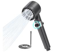 Gratuipolmep Soffione Doccia, Doccino per Doccia con Filtro ad Alta Pressione, Doccetta a Risparmio Idrico con1.5m Tubo Doccia, 3 Modalità di Spruzzo e Pulsante Arresto, per Rimuovere Cloro Residuo