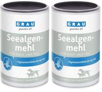 GRAU - l'originale - farina di alghe pura al 100%, per la pigmentazione del mantello, per pelo spesso e lucido, confezione da 2 (1 x 200 g), materiale per mangimi per cani e gatti