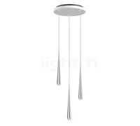 Grau Niceone Lampada a sospensione LED Cluster - 3 fuochi, cromo lucido/grigio - 200 cm