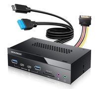 GRAUGEAR 8 interfacce [10 Gbps] Pannello frontale da 5,25 pollici con 2 X USB-C e 2 X USB-A USB 3.2 Gen2 10 Gbps, lettore di schede SD e microSD, audio I/O, microfono, porte cuffie