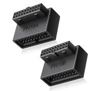 GRAUGEAR Confezione da 2 adattatori USB 3.0 a 19 pin a 90 gradi a forma di | Intestazione USB interna per scheda madre, 19 pin, da maschio a femmina, con angolo verso l'alto e verso il basso