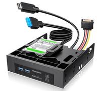 GRAUGEAR Hub USB pannello frontale da 5,25", lettore di schede SD/microSD interno per PC desktop, porta USB-C Gen2x2 20Gbps, doppio slot SSD/HDD da 2,5", USB 3.2 Type-E Key-A e USB 3.0 19-Pin Header
