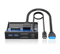 GRAUGEAR | Multi piastra frontale | 2xUSB-C e 2xUSB-A HUB | lettore di schede SD/Micro SD | Typ-C USB 3.2 Gen2 2x2 20/Gbps | 6 interfacce frontali per 3,5 pollici |19-pin e A-Key 20-pin | G-MP01CR