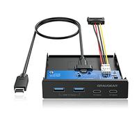 GRAUGEAR Pannello frontale 4-porte HUB tutte con 10Gbit/s, 2X USB-C+2X USB-A HUB USB3.2 Gen2, pannello frontale per alloggiamento PC da 3,5 pollici, USB3.2 Gen2 Chiave A 20 pin, metallo