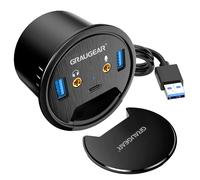 Graugear Tisch-HUB, USB 3.0 2x Type-A / 1x Type-C, Audioanschluss, 60 mm