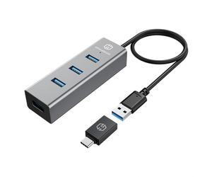 GrauGear USB Hub 3.0 USB-A incl. USB-C Adapter retail 4 Port Type-A G-HUB4-AC