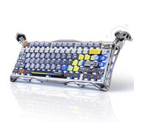 GravaStar Mercury K1 Pro - Tastiera da gioco meccanica wireless 75% in lega di alluminio, interruttori lineari, retroilluminazione RGB personalizzabile, manopola di controllo (Argento Interstellare)