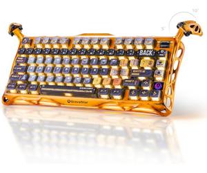 GravaStar Mercury K1 Pro Tastiera Meccanica Gaming Wireless, Layout 75% in Alluminio, RGB Hot-Swappable, Switch Lineari, Tastiera Custom, Edizione Battle-Worn Yellow Artigianale