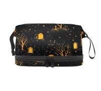 Grave Dead Tree - Trousse a doppio strato per cosmetici, per donne e ragazze, borsa da viaggio per trucchi, pratica borsa organizer con scomparto per pennelli, Multi, 27x15x14 cm/10.6x5.9x5.5 in,