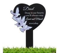 Grave Markers, Memorial Stakes, Cemetery Decorations Mom, 7.87x5.43x1.1Inches, Black Waterproof Plaques, Remembrance Yard Stake for Humans Dad, Outdoor Grave Use