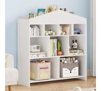 Gravee Libreria Kids con 9 Scomparti per Giocattoli, Bianca, per Bambini, Casetta da Gioco, Scaffale in Legno per Bambini e Bambine, Ideale per Sala Giochi, Cameretta, Cameretta dei Bambini