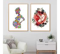 Gravidanza Acquerello Stampa floreale Wall Art Ostetrica Regalo Ginecologo Doula Educazione medica Poster Pittura su tela Decorazione da parete Senza cornice-40x50cmx2