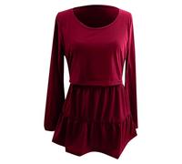 Gravidanza Maternità Camicetta Da Donna T Shirt A Livelli Basic Casual Gravidanza Top Manica Lunga Camicia, Rosso, M