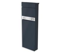 Graviers Cassetta per le lettere a libera installazione antracite RAL 7016 - design robusto, targhetta personalizzata in acciaio inox, resistente alle intemperie, cassetta per le lettere