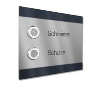 Graviers Design Campanello condominio con incisione di 2 nomi - V2A acciaio inox 140x115 mm Verniciatura a polvere RAL 7016 - Pulsante LED incasso selezionabile esterno per porta d'ingresso