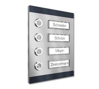 Graviers Design Campanello condominio Targhetta 4 nomi - V2A acciaio inox 140x185 mm Verniciatura a polvere RAL 7016 - Pulsante LED incasso selezionabile esterno per porta d'ingresso