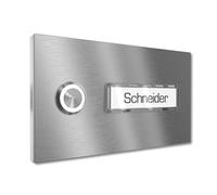 Graviers Design Campanello famiglia con Pulsante LED Targhetta 1 nome - V2A acciaio inox 140x80 mm - incasso selezionabile esterno per porta d'ingresso di casa