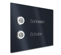 Graviers Design Campanello multi familiare con Pulsante LED incisione di 2 nomi - V2A acciaio inox 140x115 mm Verniciatura a polvere RAL 7016 - incasso selezionabile esterno porta d'ingresso