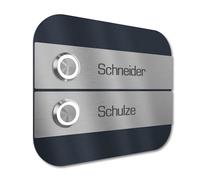 Graviers Design Campanello multi familiare con Pulsante LED incisione di 2 nomi - V2A acciaio inox 140x115 mm Verniciatura a polvere RAL 7016 - incasso selezionabile esterno per porta