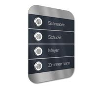 Graviers Design Campanello multi familiare con Pulsante LED incisione di 4 nomi - Campanello V2A in acciaio inox 140x185 mm - da incasso selezionabile da esterno per porta d'ingresso casa