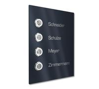 Graviers Design Campanello multi familiare con Pulsante LED incisione di 4 nomi - V2A acciaio inox 140x185 mm Verniciatura a polvere RAL 7016 - incasso selezionabile esterno porta d'ingresso
