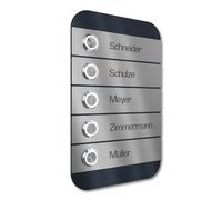 Graviers Design Campanello multi familiare con Pulsante LED incisione di 5 nomi - V2A acciaio inox 140x220 mm Verniciatura a polvere RAL 7016 - incasso selezionabile esterno per porta
