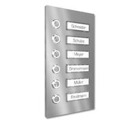 Graviers Design Campanello multi familiare con Pulsante LED Targhetta 6 nomi - V2A acciaio inox 140x255 mm - incasso selezionabile esterno per porta d'ingresso di casa