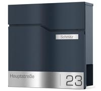 Graviers Design Cassetta delle lettere con scomparto per giornali in antracite RAL 7016 - Cassetta postale personalizzata in acciaio inox, nome della strada, numero civico, cassetta delle lettere da
