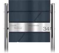 Graviers Design Cassetta delle lettere indipendente antracite RAL 7016 con base - Cassetta postale personalizzata in acciaio inox incisione laser nome numero civico strada - serratura porta giornali