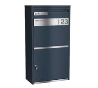 Graviers Design Cassetta delle lettere personalizzata autoportante - acciaio verniciato a polvere con targhetta in acciaio inox - Cassetta delle lettere blocco postale per pacchetti lettere design 1