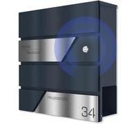 Graviers Design Cassetta per le lettere a muro con campanello radio in colore antracite RAL 7016 - personalizzata in acciaio inox con incisione laser nome numero civico via nome - design 1