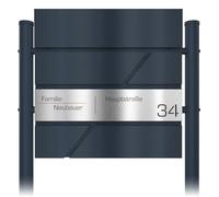 Graviers Design Cassetta per le lettere con supporto antracite RAL 7016 - personalizzata in acciaio inox con incisione laser nome numero civico via - Serratura cassetta postale a muro design 2