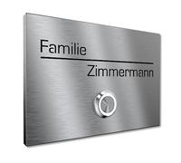 Graviers Design Targa personalizzata da esterno per campanello con pulsante LED illuminato - Targa porta ingresso in acciaio inox con incisione laser - Made in Germany