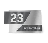 Graviers Design targhetta indirizzo a due righe per esterni - 215x150 mm, antracite metallizzato, acciaio inox V2A (AISI 304), personalizzabile