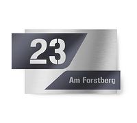 Graviers Design targhetta indirizzo a due righe per esterni - 380x264 mm, antracite RAL 7016, acciaio inox V2A (AISI 304), personalizzabile