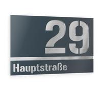 Graviers Design targhetta numero civico a due righe da esterno - 215x150 mm, antracite RAL 7016, acciaio inox V2A (AISI 304), personalizzabile