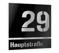 Graviers Design targhetta numero civico a due righe da esterno - 230x230 mm, nero, acciaio inox V2A (AISI 304), personalizzabile