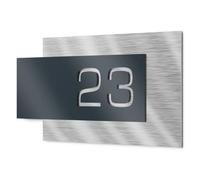 Graviers Design Targhetta numero civico in acciaio inox V2A 265 x 150 mm colore antracite RAL 7016 resistente alle intemperie antiruggine personalizzabile secondo il proprio numero Made in Germany