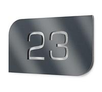 Graviers Design Targhetta per numero civico in acciaio inox V2A, 250 x 175 mm, antracite metallico, resistente alle intemperie antiruggine, personalizzabile secondo il proprio numero, Made in Germany